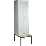 C+P Kleiderspind Classic mit untergebauter Sitzbank 610 x 2.090 x 500 mm (B x H x T) 2 Abteile lichtgrau