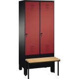 C+P Kleiderspind Evolo 2 Abteile mit vorgebauter Sitzbank 800 x 1.850 x 815 mm (B x H x T) schwarzgrau