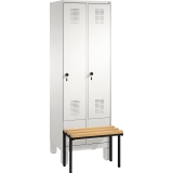 C+P Kleiderspind Evolo 2 Abteile mit vorgebauter Sitzbank 600 x 1.850 x 815 mm (B x H x T) lichtgrau