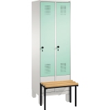 C+P Kleiderspind Evolo 2 Abteile mit vorgebauter Sitzbank 600 x 1.850 x 815 mm (B x H x T) lichtgrau