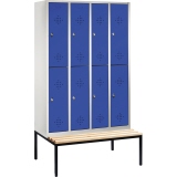 C+P Kleiderspind Classic mit untergebauter Sitzbank 1.190 x 2.090 x 815 mm (B x H x T) 8 Fächer