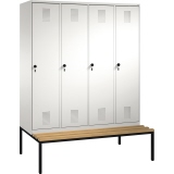C+P Kleiderspind Evolo 4 Abteile mit untergebauter Sitzbank 1.600 x 2.090 x 815 mm (B x H x T) lichtgrau