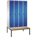 C+P Kleiderspind Evolo 4 Abteile mit untergebauter Sitzbank 1.200 x 2.090 x 815 mm (B x H x T) lichtgrau