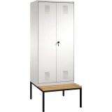 C+P Kleiderspind Evolo mit untergebauter Sitzbank 800 x 2.090 x 815 mm (B x H x T) lichtgrau