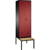 C+P Kleiderspind Evolo mit untergebauter Sitzbank 600 x 2.090 x 815 mm (B x H x T) schwarzgrau