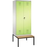 C+P Kleiderspind Evolo mit untergebauter Sitzbank 800 x 2.090 x 815 mm (B x H x T) lichtgrau