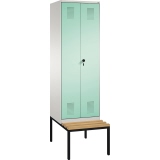 C+P Kleiderspind Evolo mit untergebauter Sitzbank 600 x 2.090 x 815 mm (B x H x T) lichtgrau