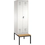 C+P Kleiderspind Evolo mit untergebauter Sitzbank 600 x 2.090 x 815 mm (B x H x T) lichtgrau