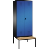C+P Kleiderspind Evolo mit untergebauter Sitzbank 800 x 2.090 x 815 mm (B x H x T) schwarzgrau