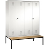 C+P Kleiderspind Evolo mit untergebauter Sitzbank 1.600 x 2.090 x 815 mm (B x H x T) lichtgrau