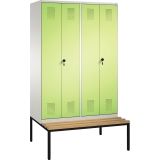 C+P Kleiderspind Evolo mit untergebauter Sitzbank 1.200 x 2.090 x 815 mm (B x H x T) lichtgrau