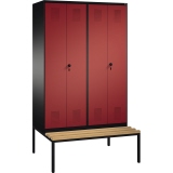 C+P Kleiderspind Evolo mit untergebauter Sitzbank 1.200 x 2.090 x 815 mm (B x H x T) schwarzgrau