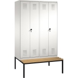 C+P Kleiderspind Evolo mit untergebauter Sitzbank 1.200 x 2.090 x 815 mm (B x H x T) lichtgrau