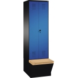 C+P Kleiderspind Evolo mit untergebauter Sitz- und Aufbewahrungsbox 2 Abteile 600 x 2.090 x 815 mm (B x H x T) schwarzgrau
