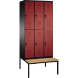 C+P Kleiderspind Evolo mit untergebauter Sitzbank 900 x 2.090 x 815 mm (B x H x T) 6 Fächer schwarzgrau
