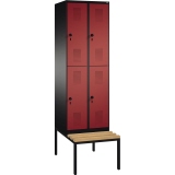 C+P Kleiderspind Evolo mit untergebauter Sitzbank 600 x 2.090 x 815 mm (B x H x T) 4 Fächer schwarzgrau