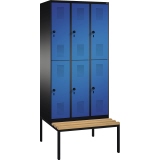 C+P Kleiderspind Evolo mit untergebauter Sitzbank 900 x 2.090 x 815 mm (B x H x T) 6 Fächer schwarzgrau