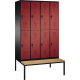 C+P Kleiderspind Evolo mit untergebauter Sitzbank 1.200 x 2.090 x 815 mm (B x H x T) 8 Fächer schwarzgrau