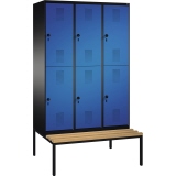 C+P Kleiderspind Evolo mit untergebauter Sitzbank 1.200 x 2.090 x 815 mm (B x H x T) 6 Fächer schwarzgrau