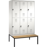 C+P Kleiderspind Evolo mit untergebauter Sitzbank 1.200 x 2.090 x 815 mm (B x H x T) 6 Fächer lichtgrau