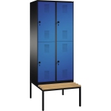 C+P Kleiderspind Evolo mit untergebauter Sitzbank 800 x 2.090 x 815 mm (B x H x T) 4 Fächer schwarzgrau