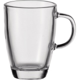 Transparente Glastasse mit Henkel für Espresso, in konischer Form.