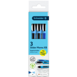 2 x schwarz, 1 x blau