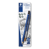 Verpackung mit 5 Aquarell-Bleistiften in den Härtegraden 4B, 6B und 8B.
