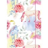 Zeichenmappe in DIN A3 mit Einhorn-Motiv und bunten floralen Akzenten.