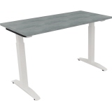 Schreibtisch all in one 1.200 x 650-850 x 600 mm (B x H x T) Flachkufe Quadratrohr beton hell