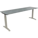 Schreibtisch all in one 2.000 x 650-850 x 600 mm (B x H x T) Flachkufe Quadratrohr beton hell
