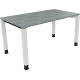 Schreibtisch all in one 1.400 x 680-820 x 800 mm (B x H x T) Vierfuß Quadratrohr beton hell