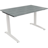 Schreibtisch all in one 1.200 x 650-850 x 800 mm (B x H x T) Flachkufe Quadratrohr beton hell
