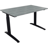 Schreibtisch all in one 1.200 x 650-850 x 800 mm (B x H x T) Flachkufe Quadratrohr beton hell