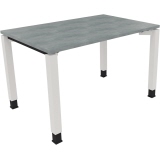 Schreibtisch all in one 1.200 x 680-820 x 800 mm (B x H x T) Vierfuß Quadratrohr beton hell