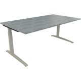 Schreibtisch all in one 1.800 x 650-850 x 1.000 mm (B x H x T) Flachkufe Quadratrohr beton hell