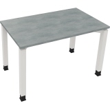 Schreibtisch all in one 1.200 x 680-820 x 700 mm (B x H x T) Vierfuß Quadratrohr beton hell