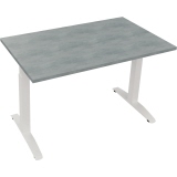 Schreibtisch all in one 1.200 x 650-850 x 700 mm (B x H x T) Flachkufe Quadratrohr beton hell