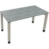Schreibtisch all in one 1.400 x 680-820 x 700 mm (B x H x T) Vierfuß Quadratrohr beton hell