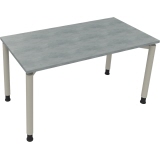 Schreibtisch all in one 1.400 x 680-820 x 700 mm (B x H x T) Vierfuß Rundrohr beton hell