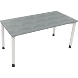 Schreibtisch all in one 1.600 x 680-820 x 700 mm (B x H x T) Vierfuß Rundrohr beton hell