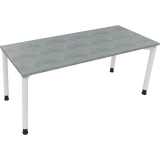 Schreibtisch all in one 1.800 x 680-820 x 700 mm (B x H x T) Vierfuß Rundrohr beton hell