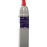 Filterkartusche in grauem Gehäuse mit rotem Deckel, Rückenansicht.