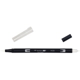 Aquarellierbarer Pinselstift mit zwei Spitzen und transparentem Design auf weißem Hintergrund.