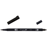 Schwarzer Pinselstift mit zwei Spitzen, einer feinen Spitze und einer flexiblen Pinselspitze.