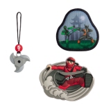 Drei magnetische Anhänger mit Ninja-Motiv für Schulranzen in verschiedenen Designs.