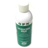 Weißes Spray in einer grünen Sprühdose mit schwarzer Schrift und einem aufgedruckten Symbol.