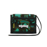 Brustbeutel in Schwarz-Grün mit Sichtfenster und Logo, für die Aufbewahrung von Wertsachen.