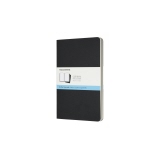 Schwarzes Moleskine Notizheft Cahier mit punktkariertem Papier und Pappeinband.