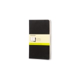 Schwarzes Moleskine Cahier-Notizheft mit flexiblem Einband und sichtbaren Seiten.